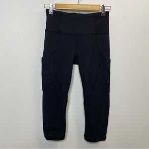 Lululemon Black Mesh Reflective Crops